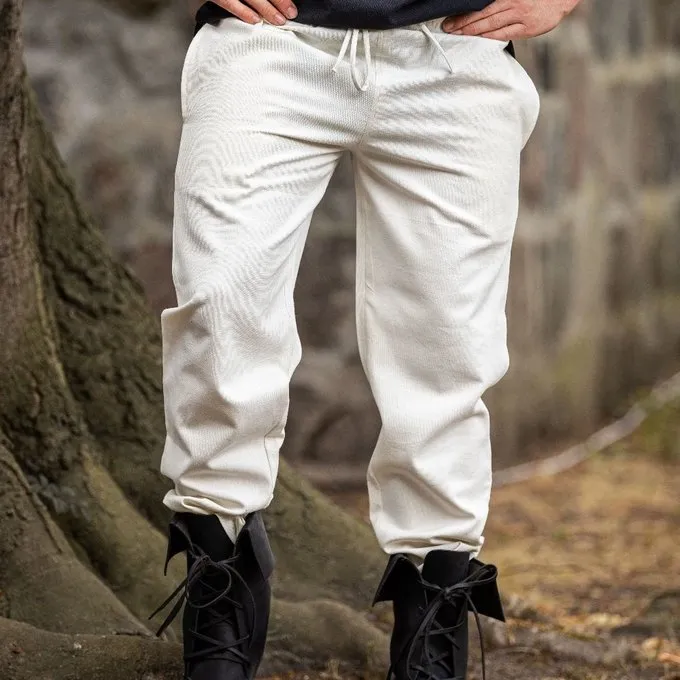 Leonardo Carbone Bomuld Bukser Alin, Creme - Billede 2