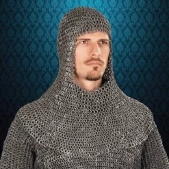 Windlass Steelcrafts Chainmail Coif Sværtede Aluminium Nittet Ringe