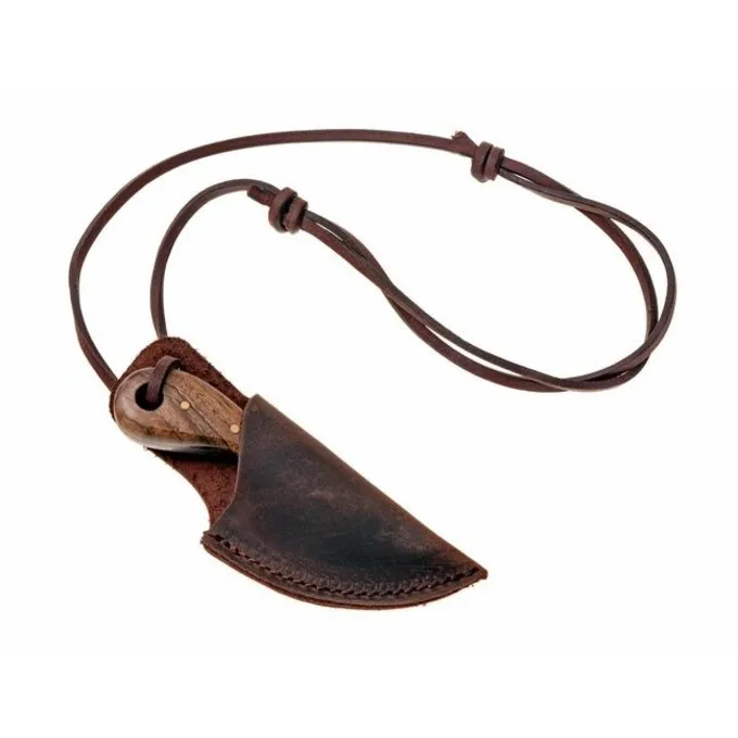 DAMAST Stål Hals Kniv Med Træ Greb - Billede 3