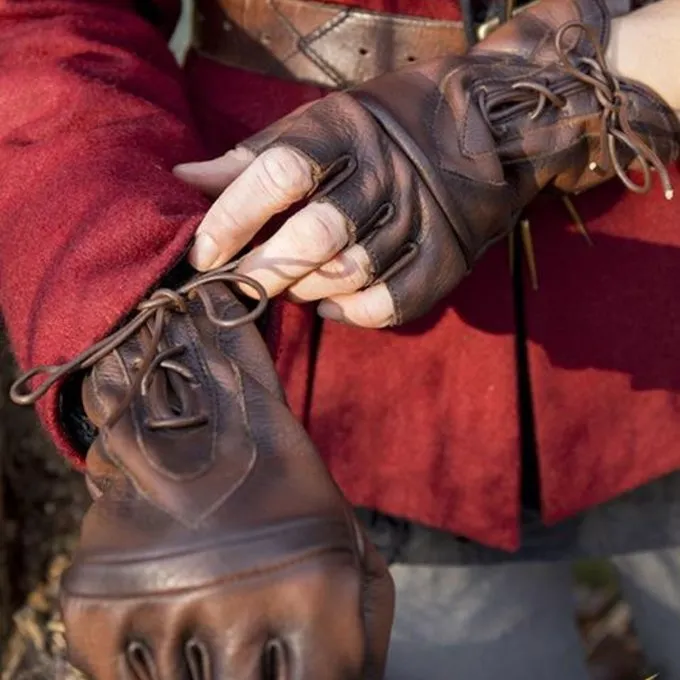 Epic Armoury Fingerløse Handsker Med Snørebånd, Brune - Billede 3