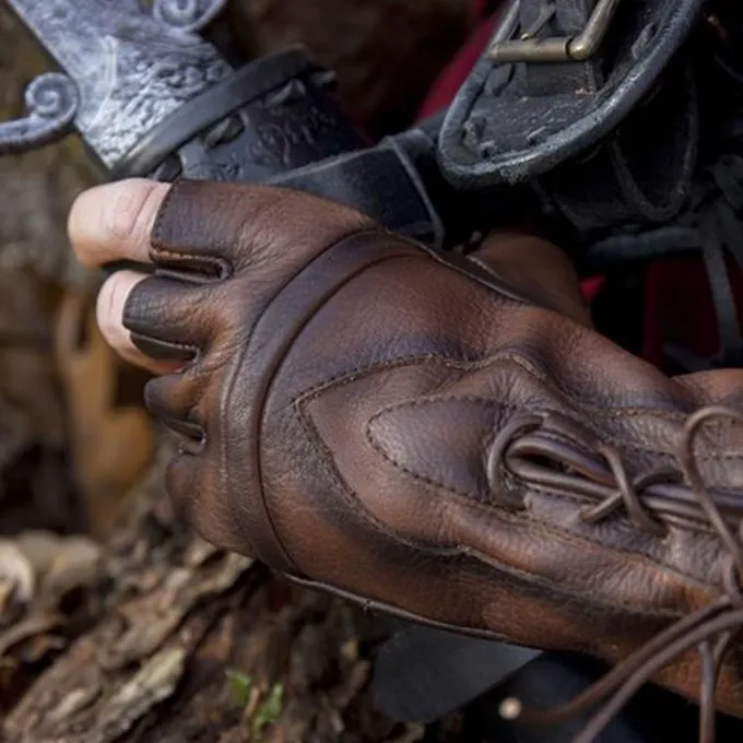 Epic Armoury Fingerløse Handsker Med Snørebånd, Brune - Billede 4