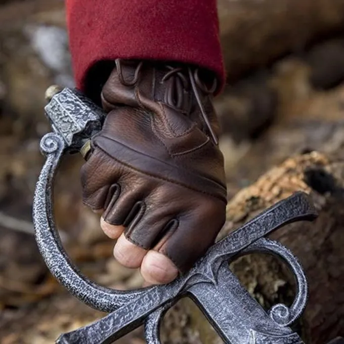 Epic Armoury Fingerløse Handsker Med Snørebånd, Brune - Billede 5