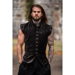 Leonardo Carbone Fløjlsvams Med Metal Knapper, Brun