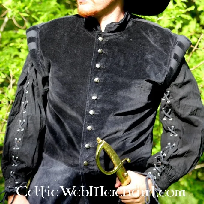 Leonardo Carbone Fløjlsvams Med Metal Knapper, Sort - Billede 6