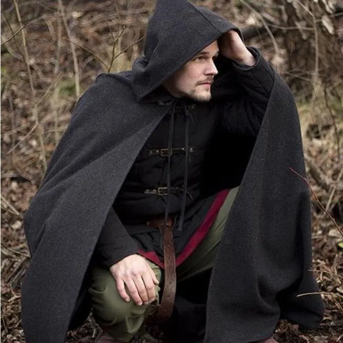 Epic Armoury Hætteklædte Uld Cape, Grå - Billede 3