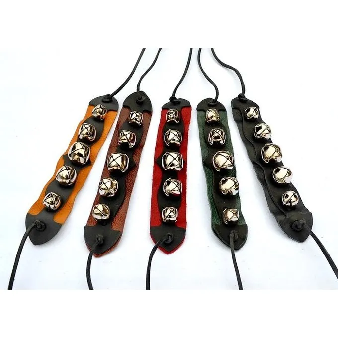 Læder Armbånd Med Bronze Klokker, Sort - Billede 2