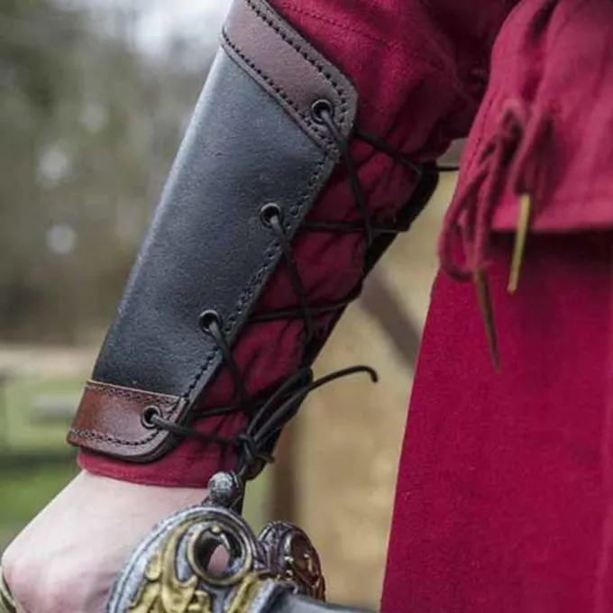 Epic Armoury Læder Armskinner Warrior, Sort-rød, Par - Billede 2