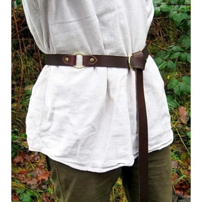 Læder Bælte Med Ring Spænde, Brunt Spaltlæder - Billede 2