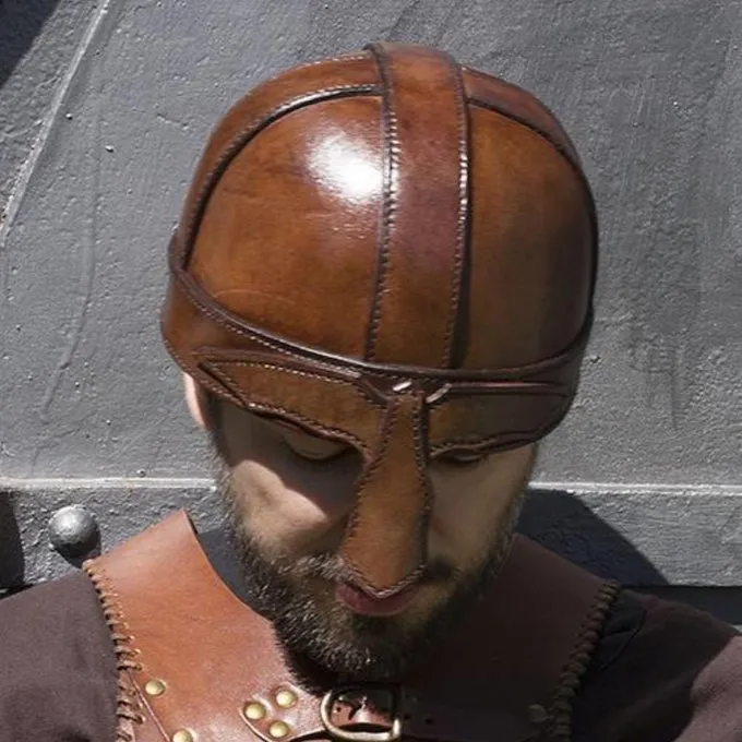 Epic Armoury Læder Hjelm With Næseskinne, Brun - Billede 2