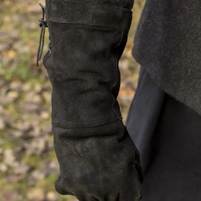 Epic Armoury Læder Kæmper Handsker Ruskind, Sort - Billede 2