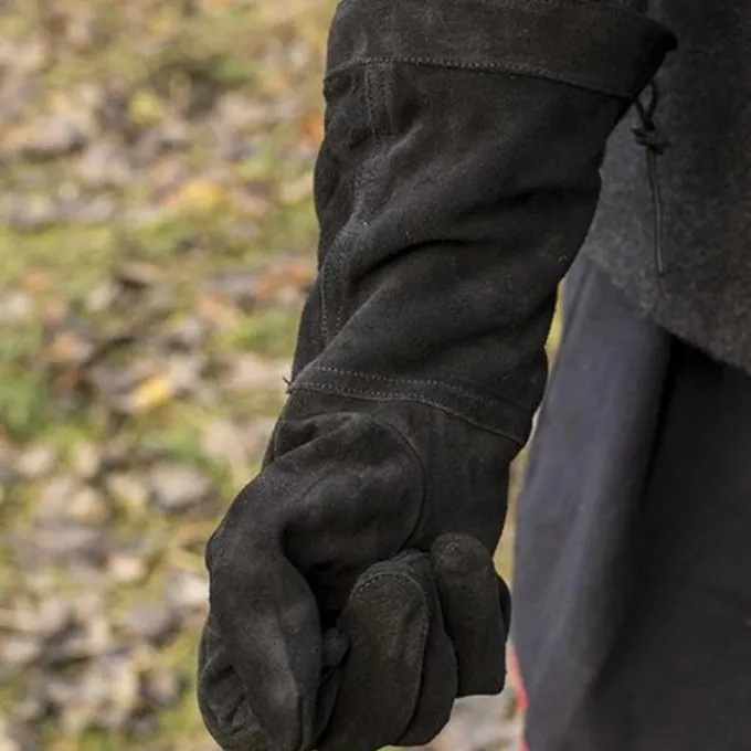 Epic Armoury Læder Kæmper Handsker Ruskind, Sort - Billede 3