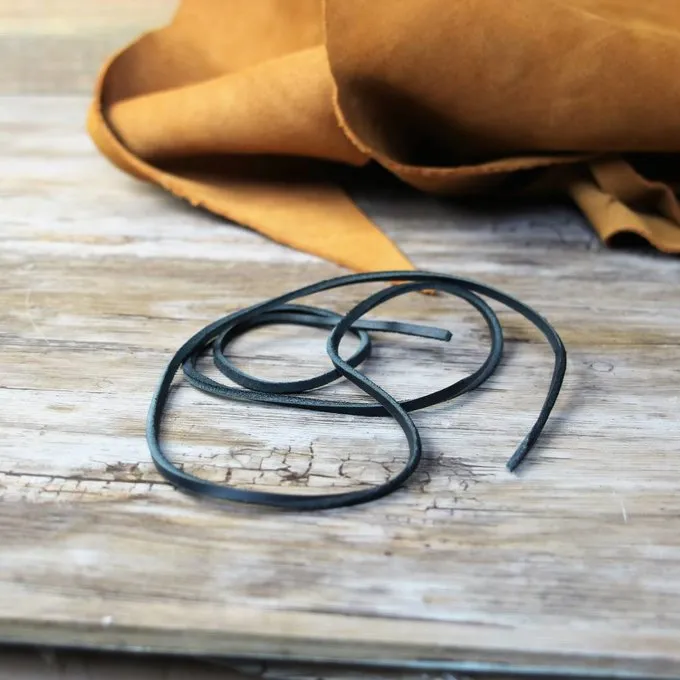 Læder Lace Sort, 100 Cm