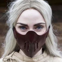 Epic Armoury Læder Mempo Halvmaske, Rød