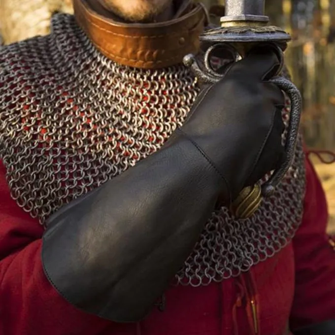 Epic Armoury Læder Middelalderlige Handsker, Sort - Billede 2