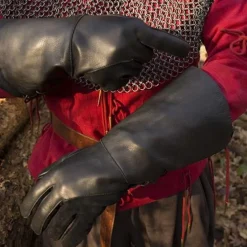 Epic Armoury Læder Middelalderlige Handsker, Sort
