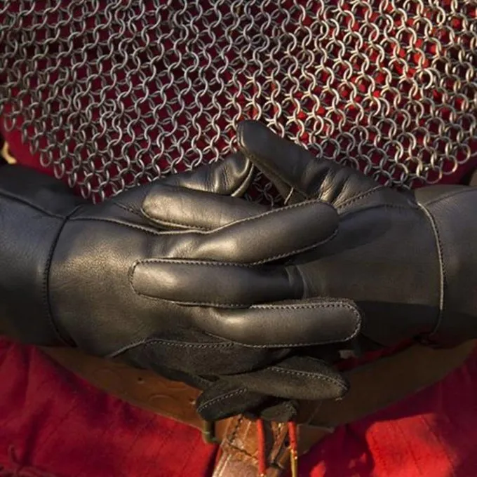Epic Armoury Læder Middelalderlige Handsker, Sort - Billede 4