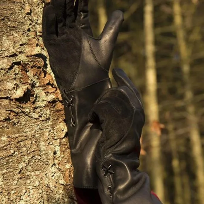 Epic Armoury Læder Middelalderlige Handsker, Sort - Billede 5