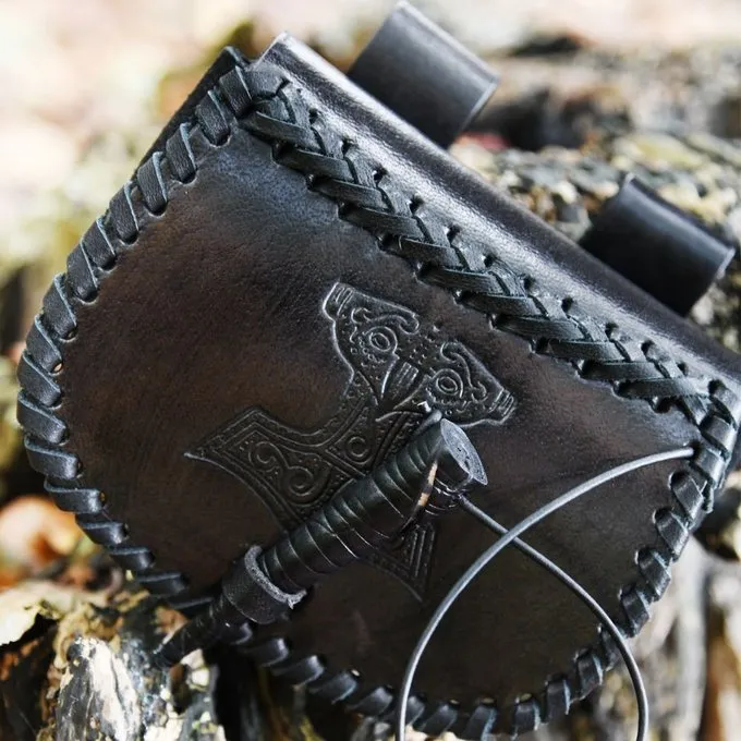 Deepeeka Læder Thors Hammerpose, Sort - Billede 3