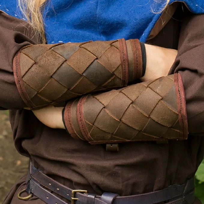 Epic Armoury Læder Viking Armbeskyttere I Plade, Brun, Par