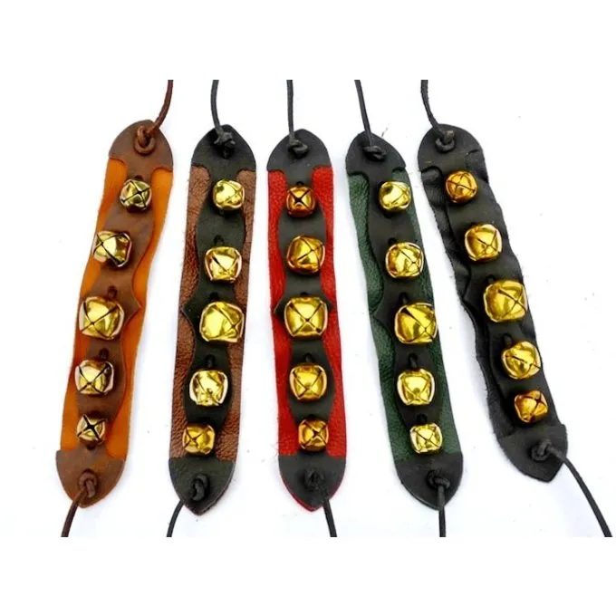 Læderarmbånd Med Sølvklokker, Mørkebrune - Billede 3