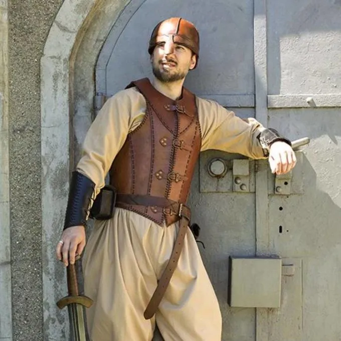 Epic Armoury LARP Læder Soldat Rustning, Brun - Billede 3