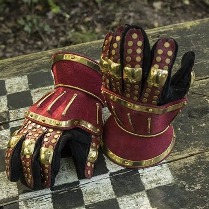 Epic Armoury Luksuriøse Timeglas Handsker, Rød-guld - Billede 2