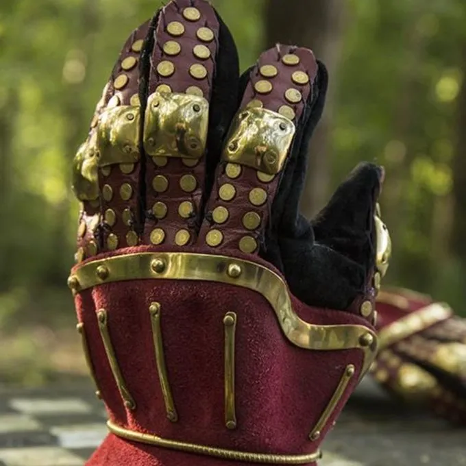 Epic Armoury Luksuriøse Timeglas Handsker, Rød-guld - Billede 3