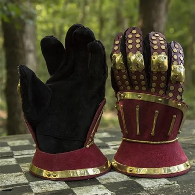 Epic Armoury Luksuriøse Timeglas Handsker, Rød-guld - Billede 6