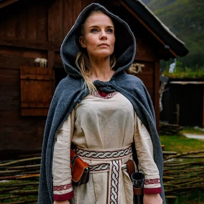 Leonardo Carbone Middelalderlig Kappe Karen Grå - Billede 6