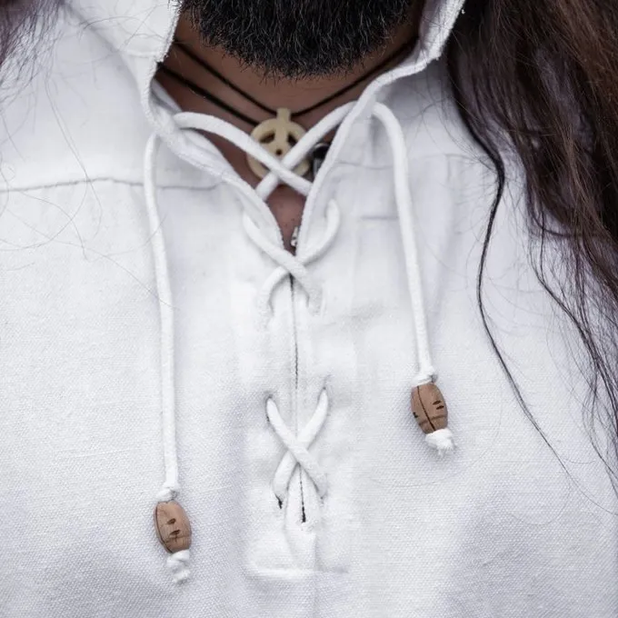 Leonardo Carbone Middelalderlig Skjorte Med Korte ærmer, Hvid - Billede 4