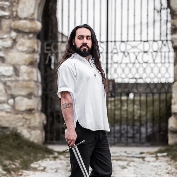 Leonardo Carbone Middelalderlig Skjorte Med Korte ærmer, Hvid - Billede 5