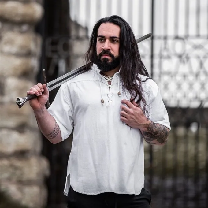 Leonardo Carbone Middelalderlig Skjorte Med Korte ærmer, Hvid