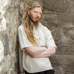 Leonardo Carbone Middelalderlig Skjorte Med Korte ærmer, Naturlige