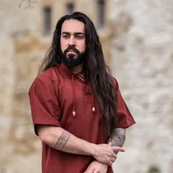 Leonardo Carbone Middelalderlig Skjorte Med Korte ærmer, Rød