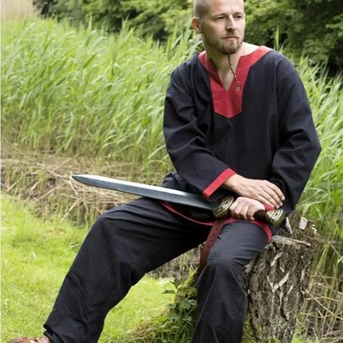 Epic Armoury Middelalderlige Langærmet Tunika Sort-rød - Billede 3