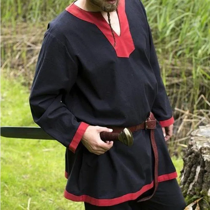 Epic Armoury Middelalderlige Langærmet Tunika Sort-rød - Billede 4