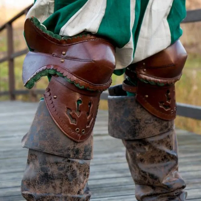 Epic Armoury Par Læder Poleyns, Brun-grøn - Billede 4