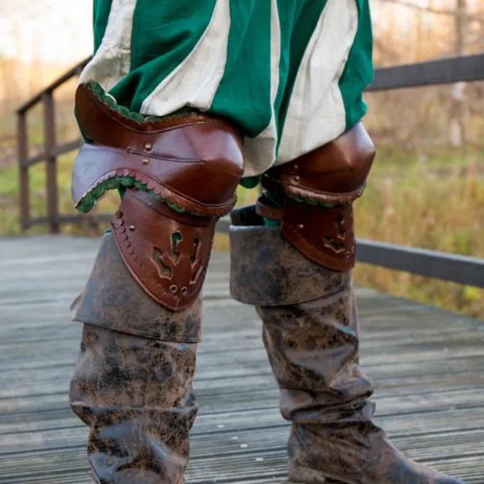 Epic Armoury Par Læder Poleyns, Brun-grøn - Billede 5