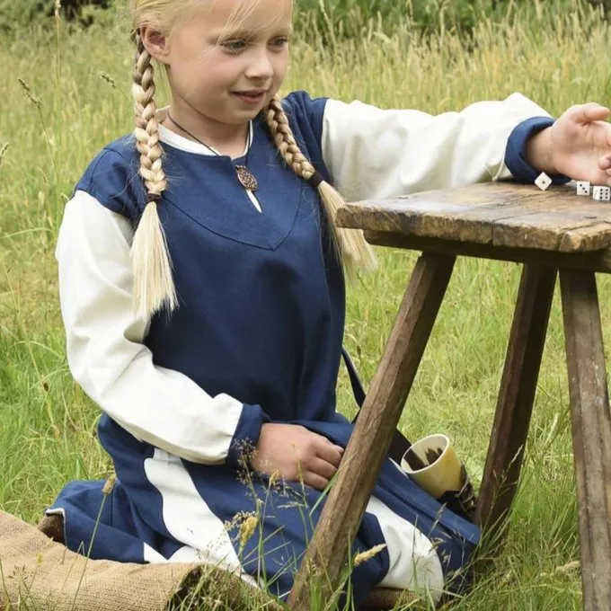 Piger Dress Birka, Blå-naturlig - Billede 4