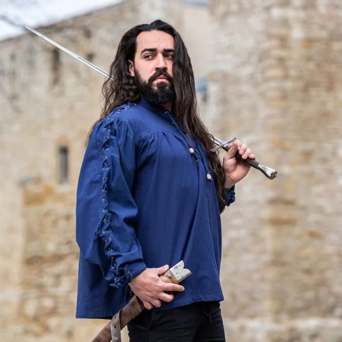 Leonardo Carbone Pirate Shirt Med Snørebånd, Blå - Billede 2