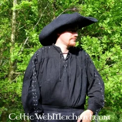 Leonardo Carbone Pirate Shirt Med Snørebånd, Sort