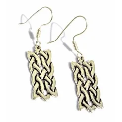 Øreringe Celtic Rektangulær Knude-motiv, Forsølvet Bronze