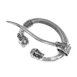 Ring Fibula Med Dyrehoveder, Hedeby, Forsølvede