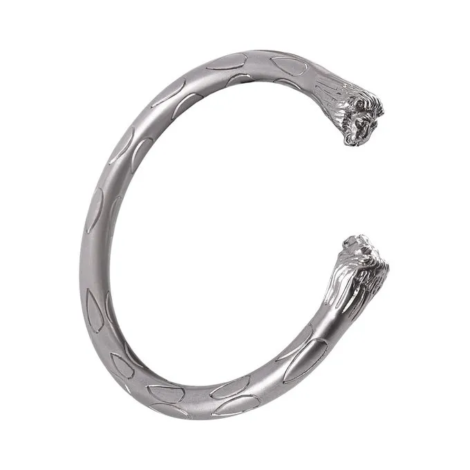 Deepeeka Roman Torcs Med Løvehoveder, Par, Sølv Farve