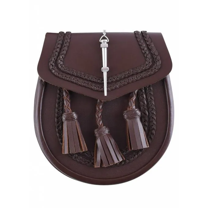 Sporran Med Fletning Motiv, Brun