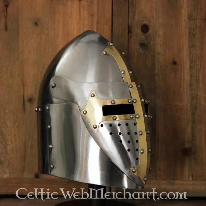 Deepeeka Sugarloaf Hjelm Med Hængslet Visir, 1,6 Mm Stål, Poleret - Billede 2