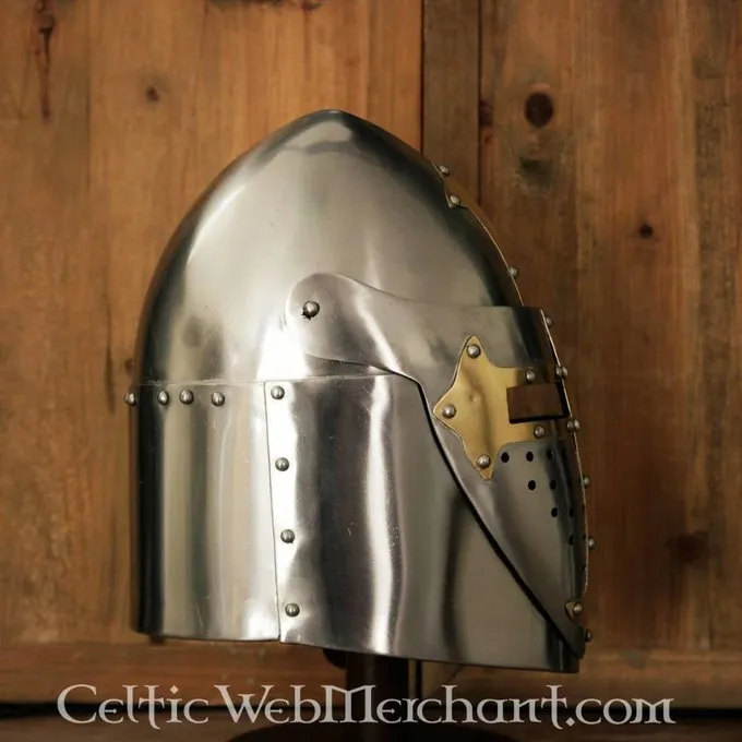 Deepeeka Sugarloaf Hjelm Med Hængslet Visir, 1,6 Mm Stål, Poleret - Billede 3