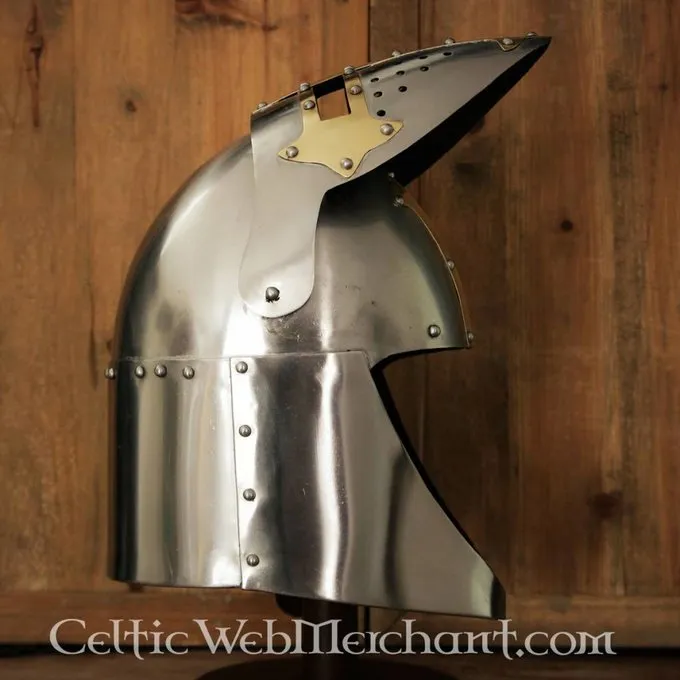 Deepeeka Sugarloaf Hjelm Med Hængslet Visir, 1,6 Mm Stål, Poleret - Billede 4