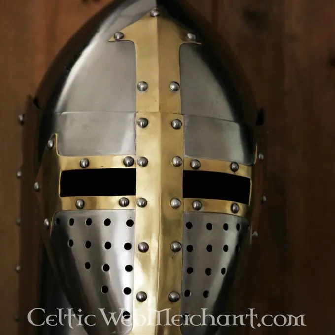 Deepeeka Sugarloaf Hjelm Med Hængslet Visir, 1,6 Mm Stål, Poleret - Billede 5