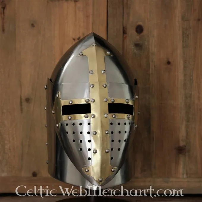 Deepeeka Sugarloaf Hjelm Med Hængslet Visir, 1,6 Mm Stål, Poleret - Billede 6